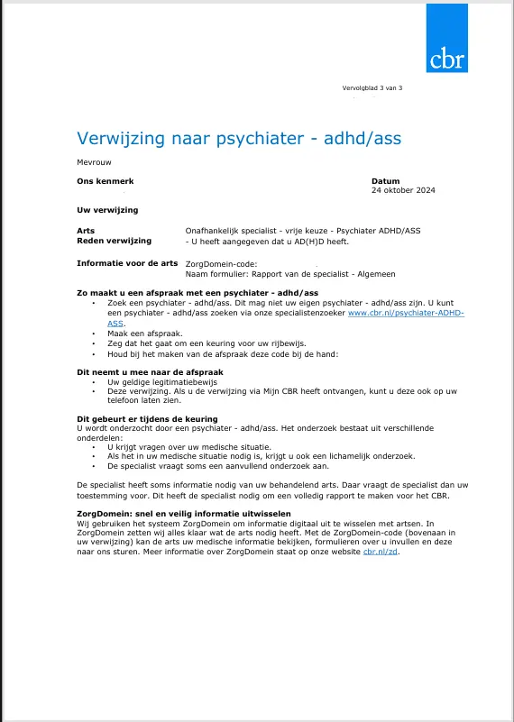 Verwijsbrief psychiater